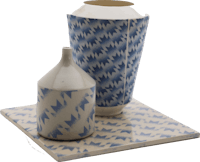 a blue and white vase and a blue and white vase