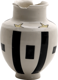 a black and white vase with stars on it